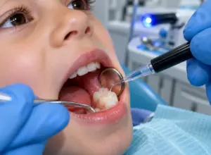 macro shot of fissure sealant application
